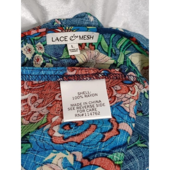 LACE & MESH Colorful Flower Summer Dress Blue Red Green Yellow Pink - Picture 7 of 8